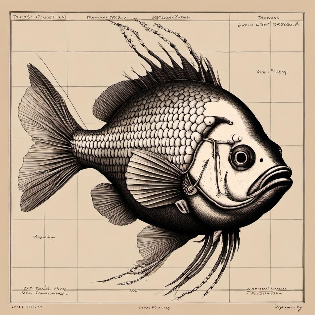 Detailed Fish Illustration in Hyperrealistic Style