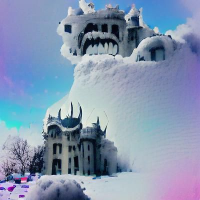Majestic Snow Castle Under a Clear Sky
