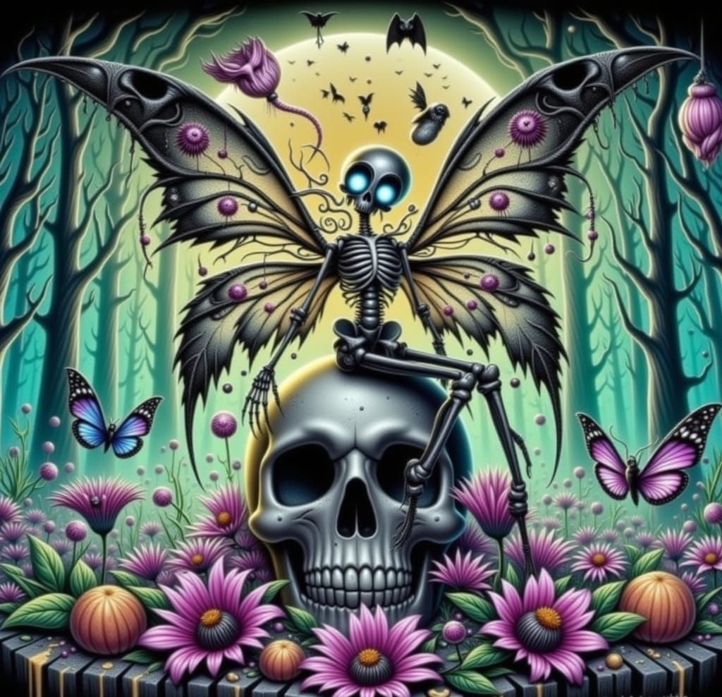 Skeleton Fairy Halloween Art