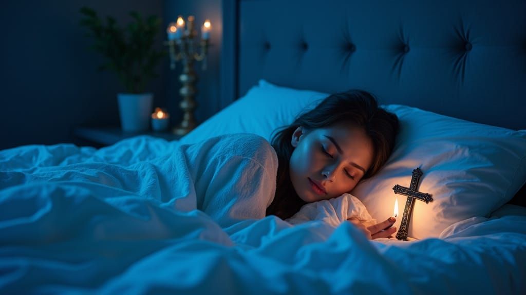 Serenity in a Soft Blue Light: A Woman's Peaceful Slumber