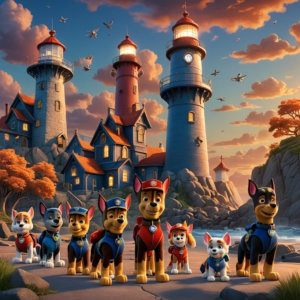 Paw Patrol Team at Adventure Bay Lighthouse
