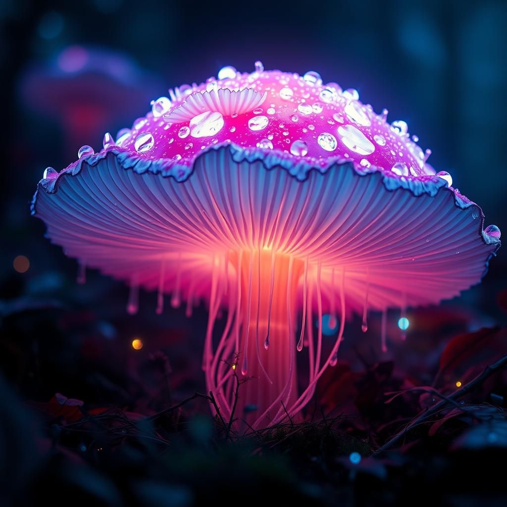 Bioluminescent Mushroom in Mystical Forest: Fantasy Concept ...
