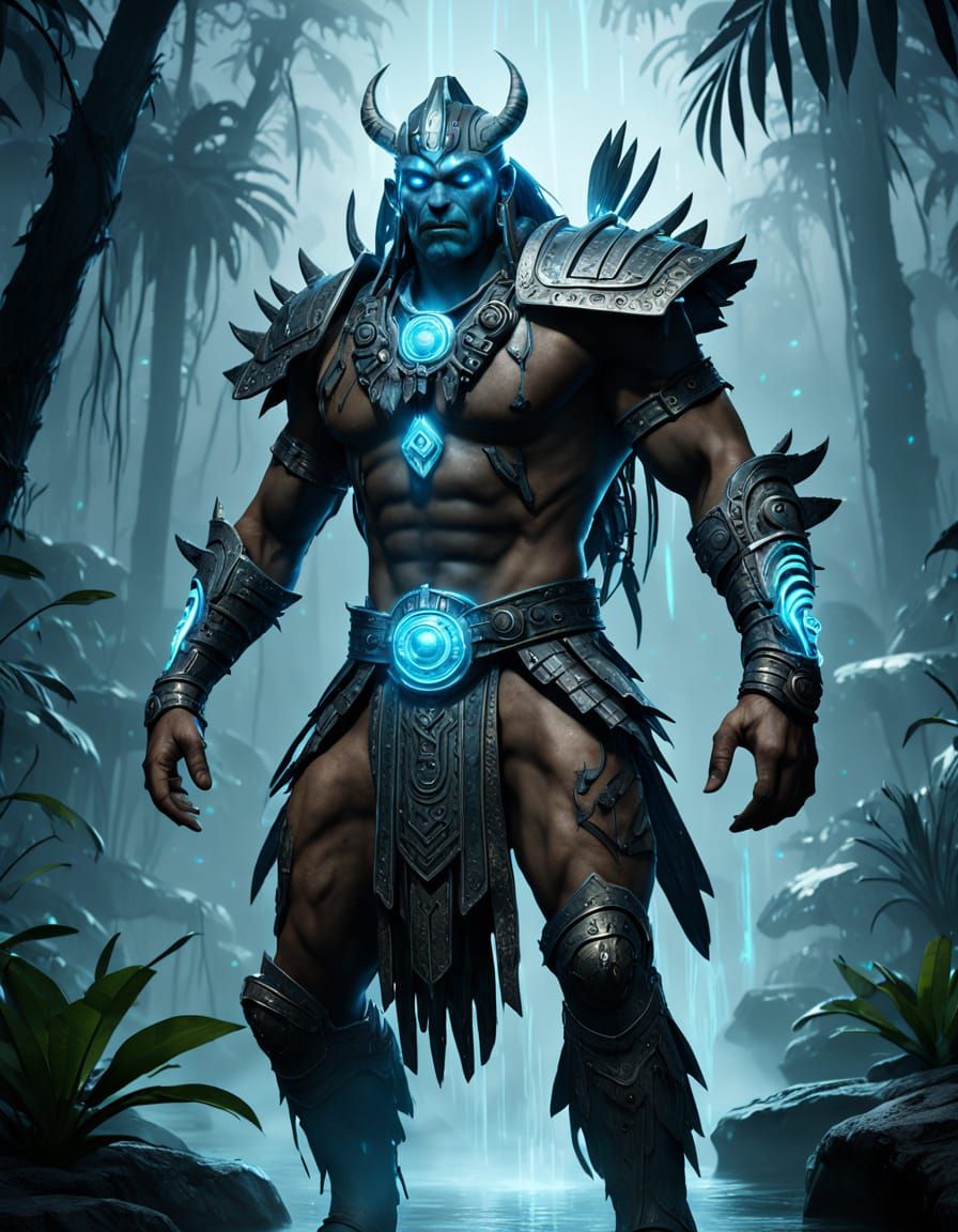 Kotal Kahn in Jungle at Night: Hyper-Realistic Rendering