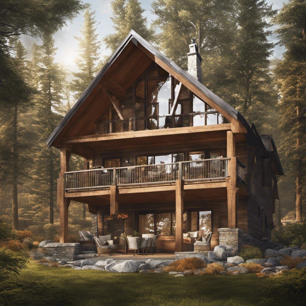 Cozy Log Cabin in Woods: Digital Matte Painting