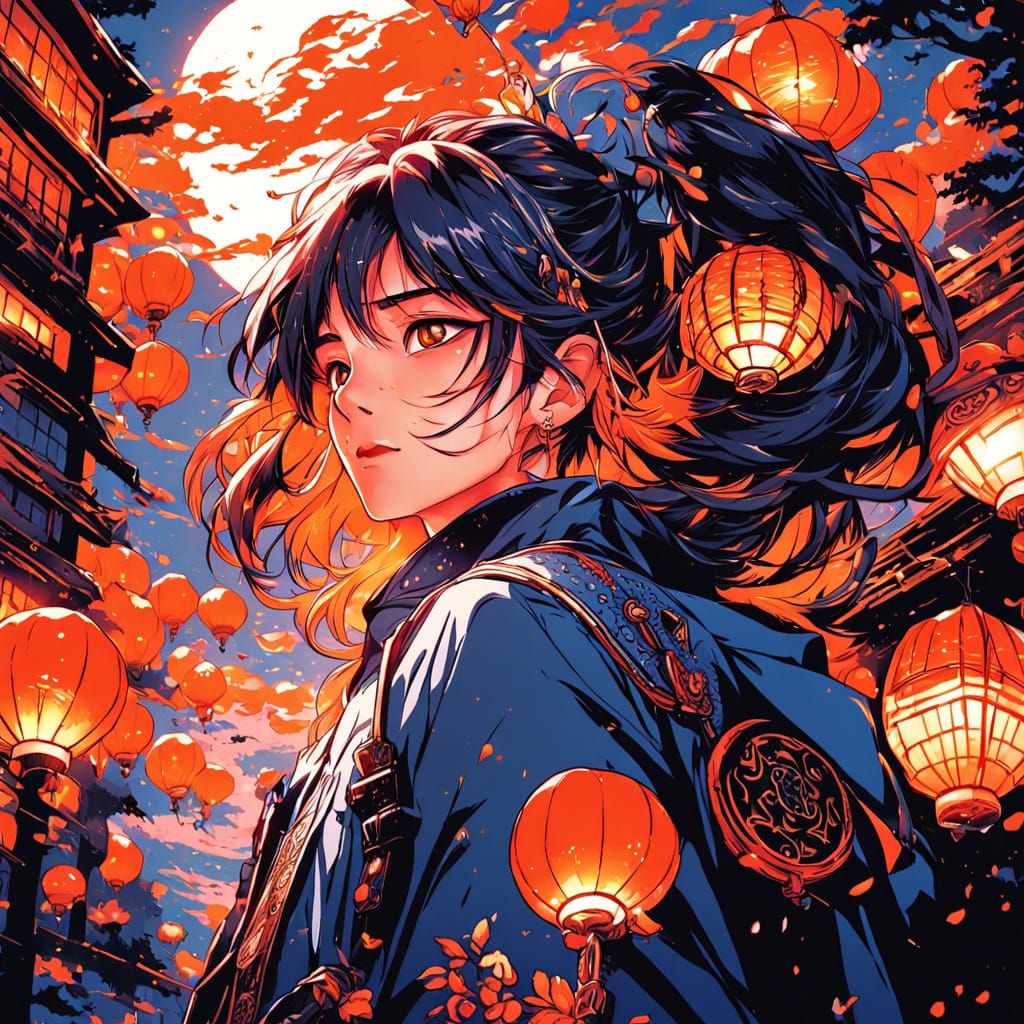 Celestial Snake Dance in Vibrant Anime Style