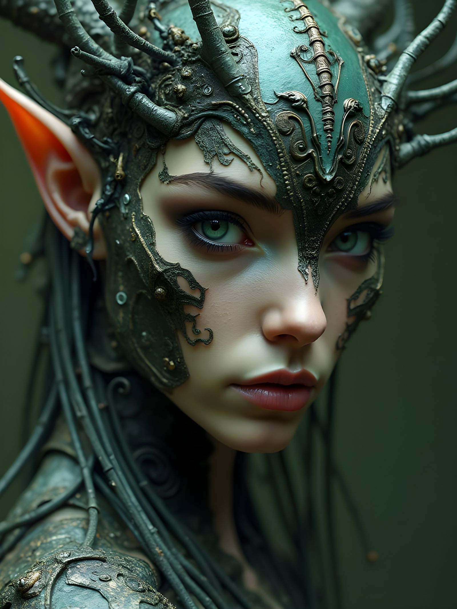 Cybernetic Dark Elf Princess in a Futuristic Utopia