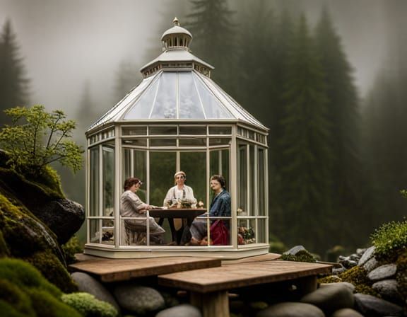 Victorian Conservatory Terrarium with Miniature Garden Party