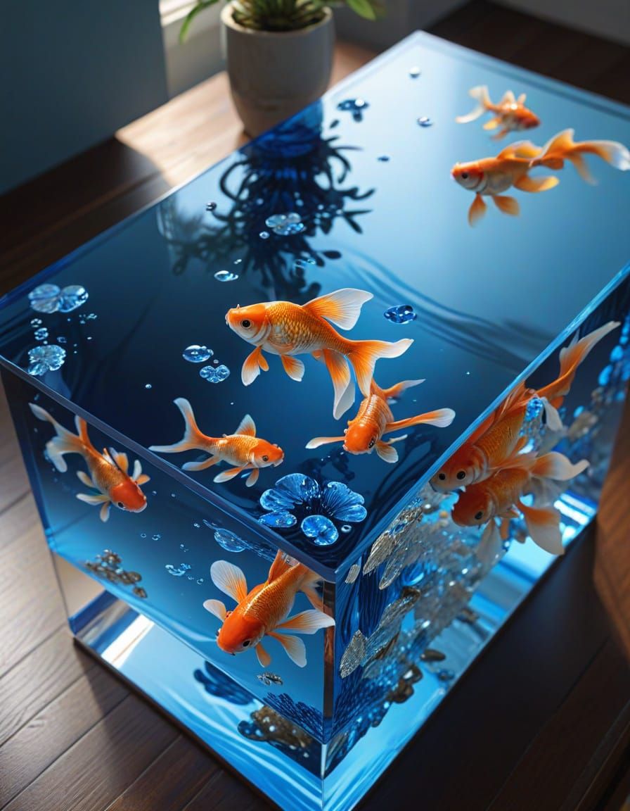 Geisha and Goldfish Acrylic Desk Illustration