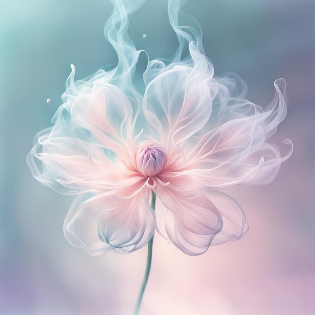 Ethereal Pastel Flower Formed From Smoke
