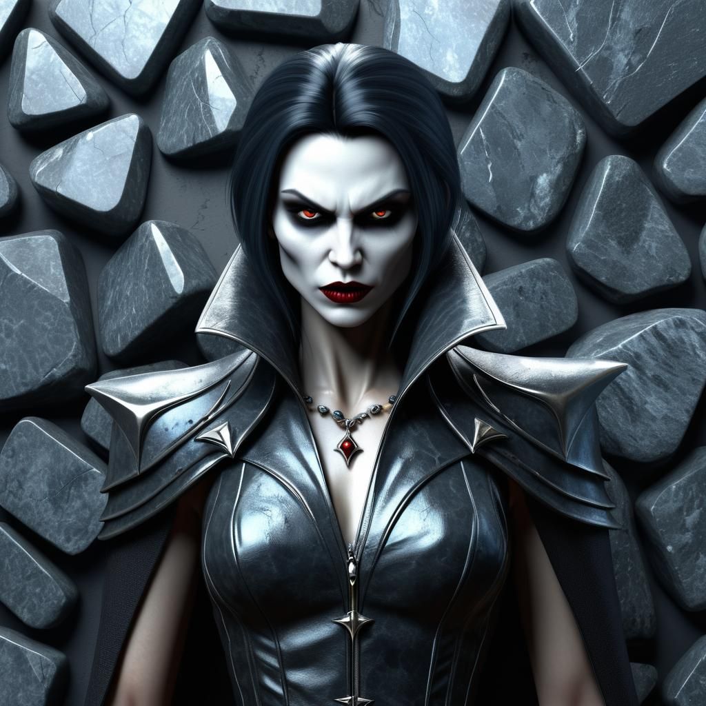 Vampire Woman Merging with Labradorite Texture, 3D Render