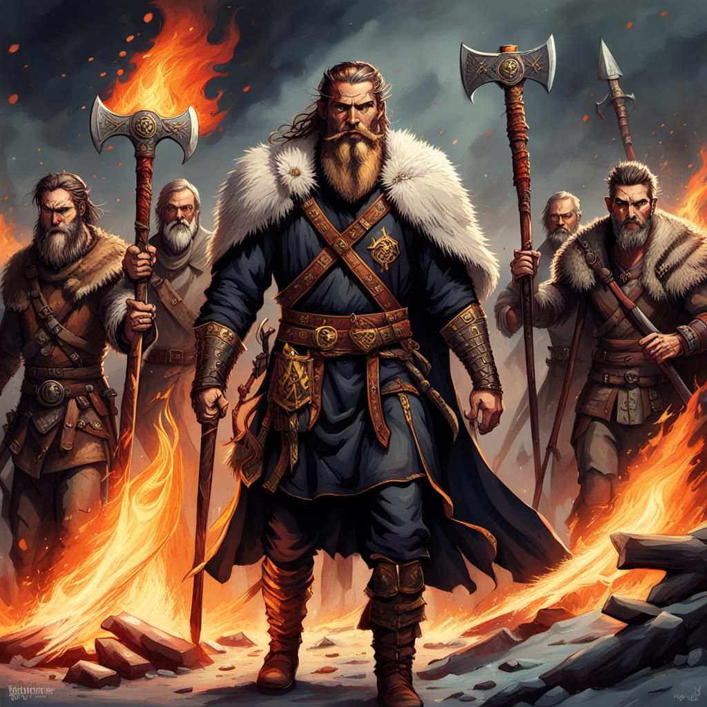 Viking Warrior Prepares for Battle Against Cultist Evil in a...