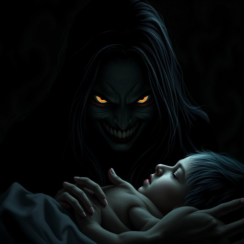 Lovecraftian Horror: Sinister Woman in Shadow