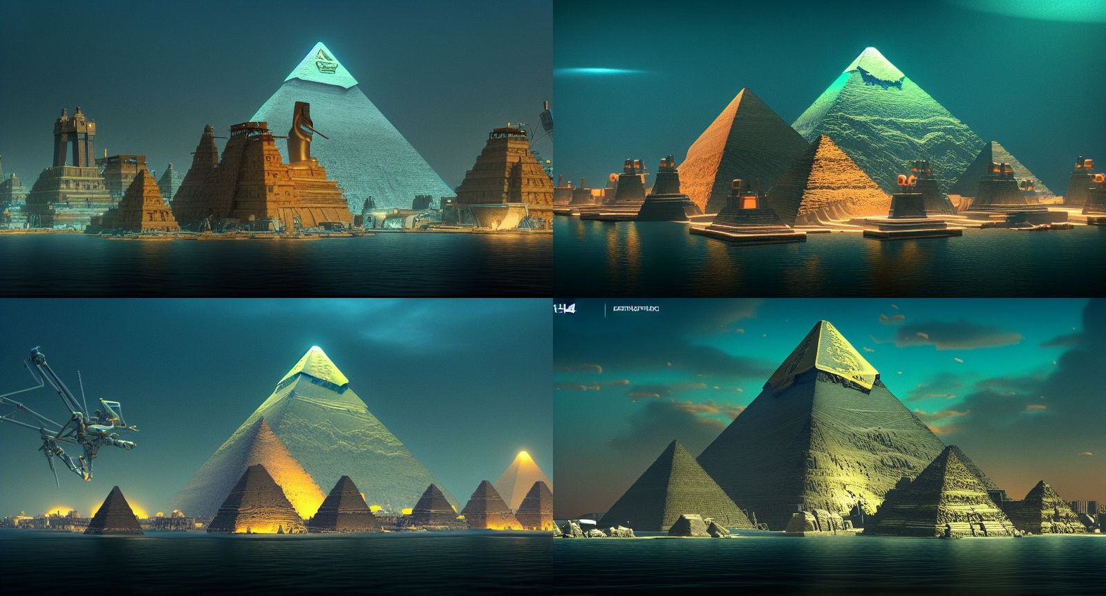 Cyberpunk Egyptian Pyramid City in Ultra-High Definition