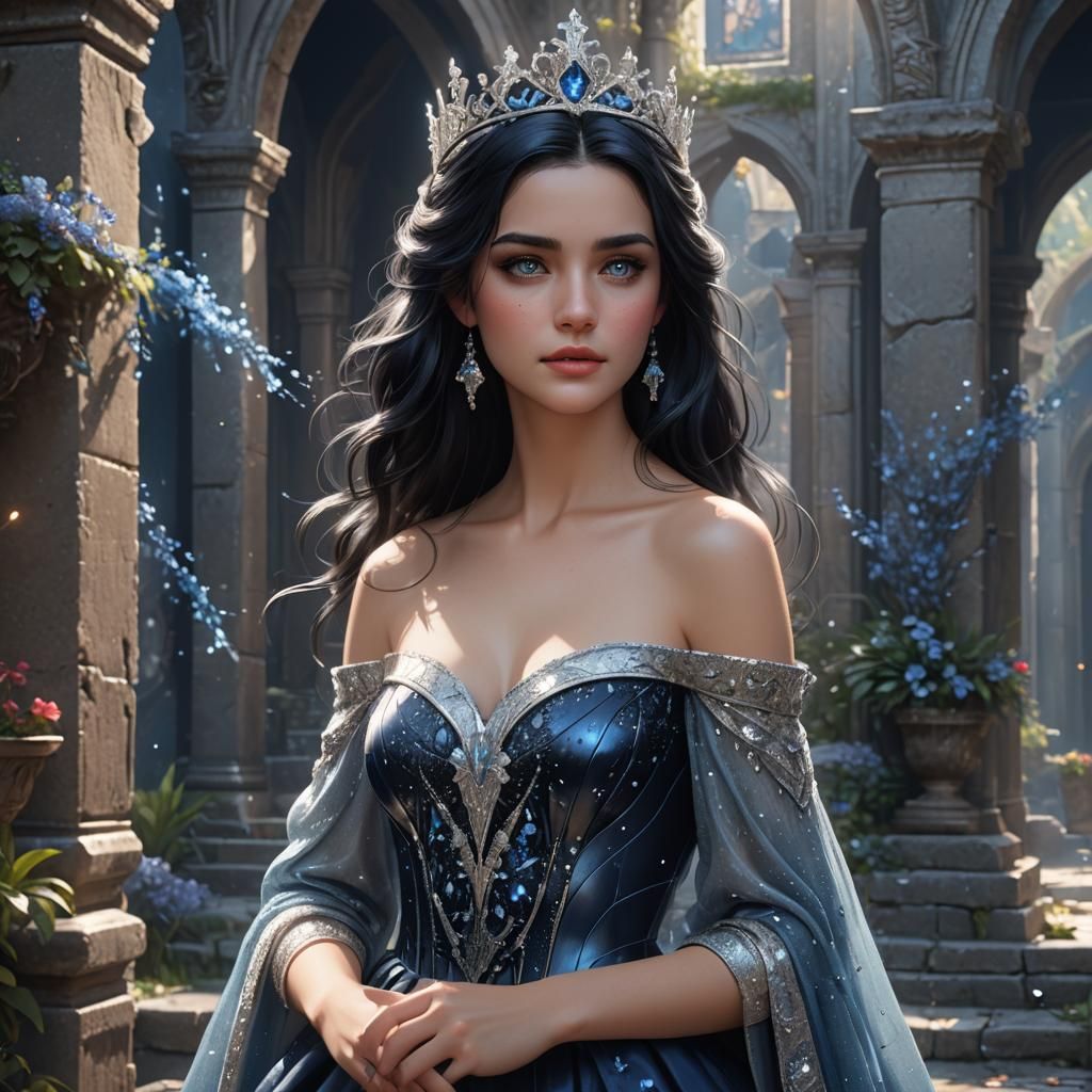 Fantasy Princess in Flowing Dress: Digital Art