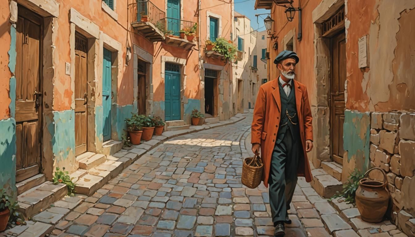 Greek Pickpocket in Impressionistic Golden Hour Light