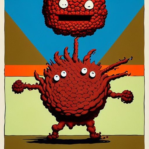 Fiery Golem: A Pop Art Digital Painting