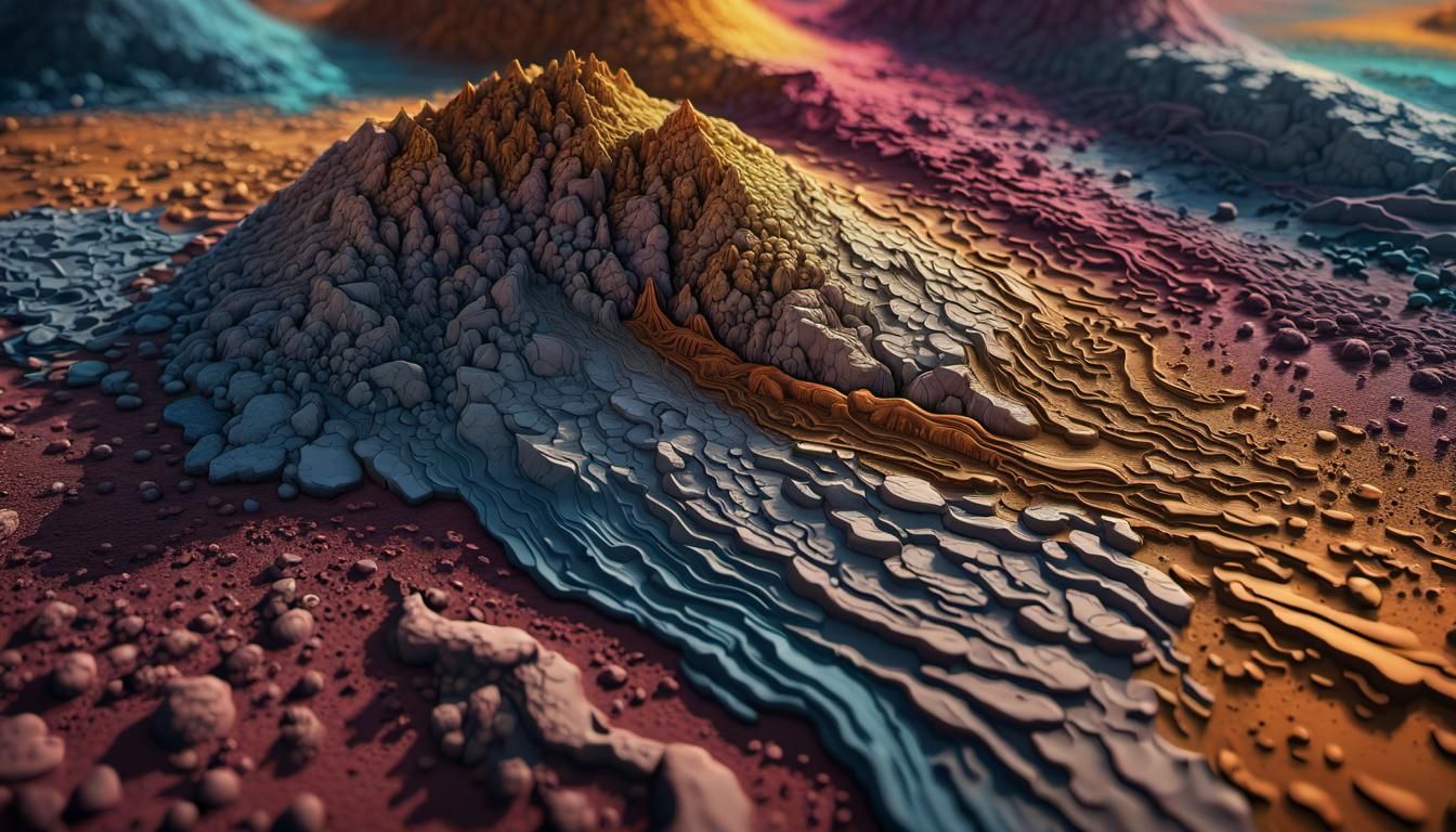 Detailed Multi-Textured Landscape in Pop Art Style