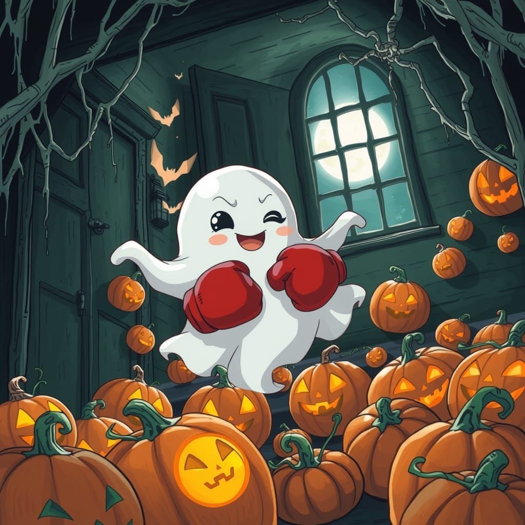 Anime Ghost Boxer in Haunted House