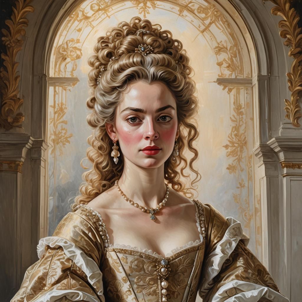 Baroque Portrait of Girl in Lavish Gown
