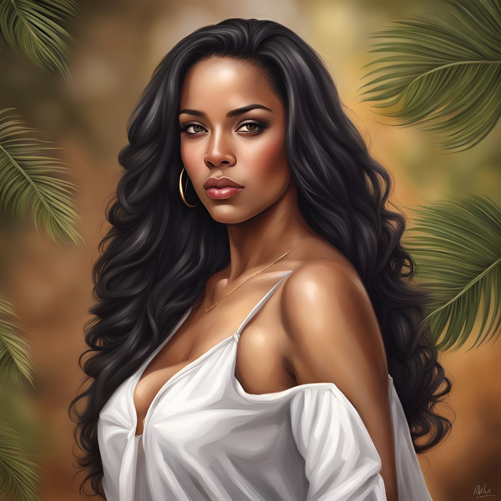 Realistic Portrait of a Beautiful Dominican Woman