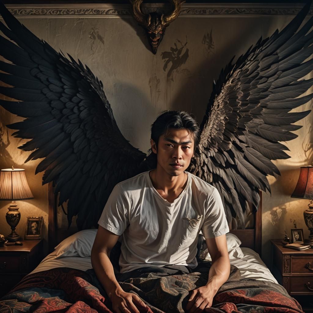 Demonic Portrait with Dramatic Lighting