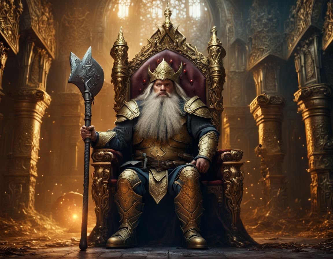 Dwarf King on Golden Throne, Digital Matte Painting