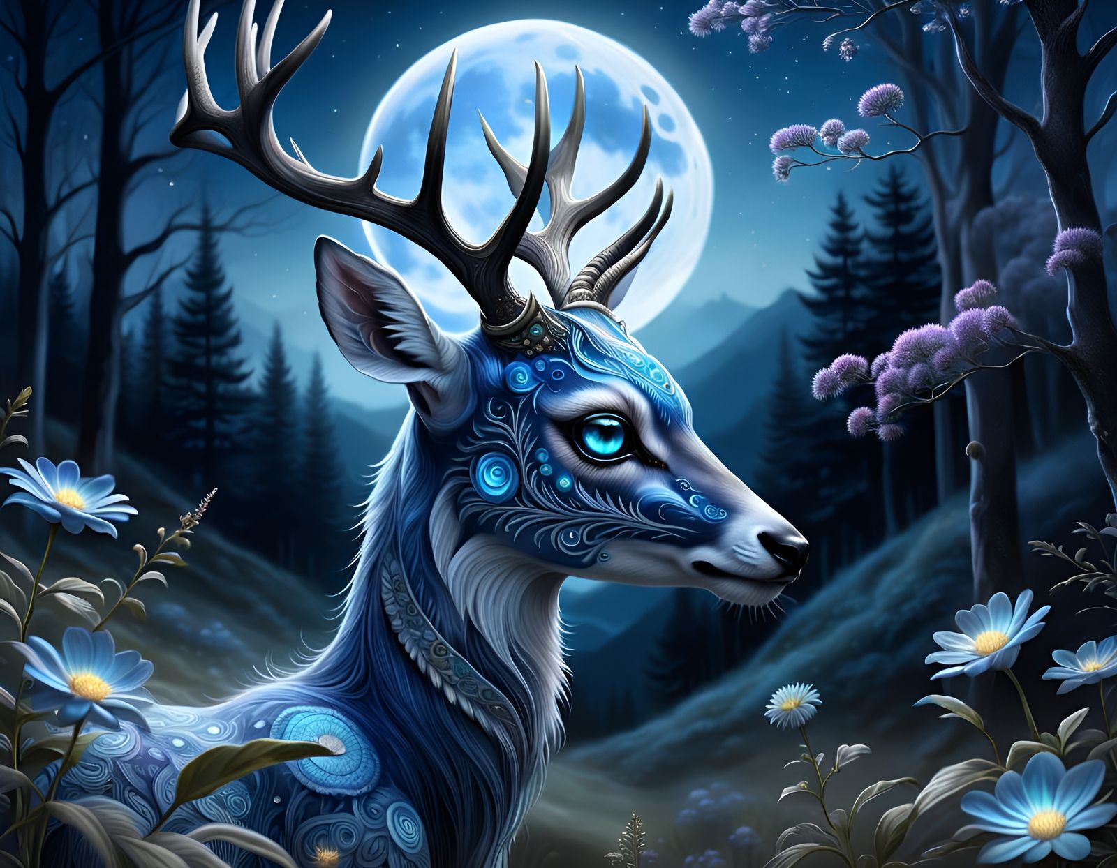 A blue mythical Deer