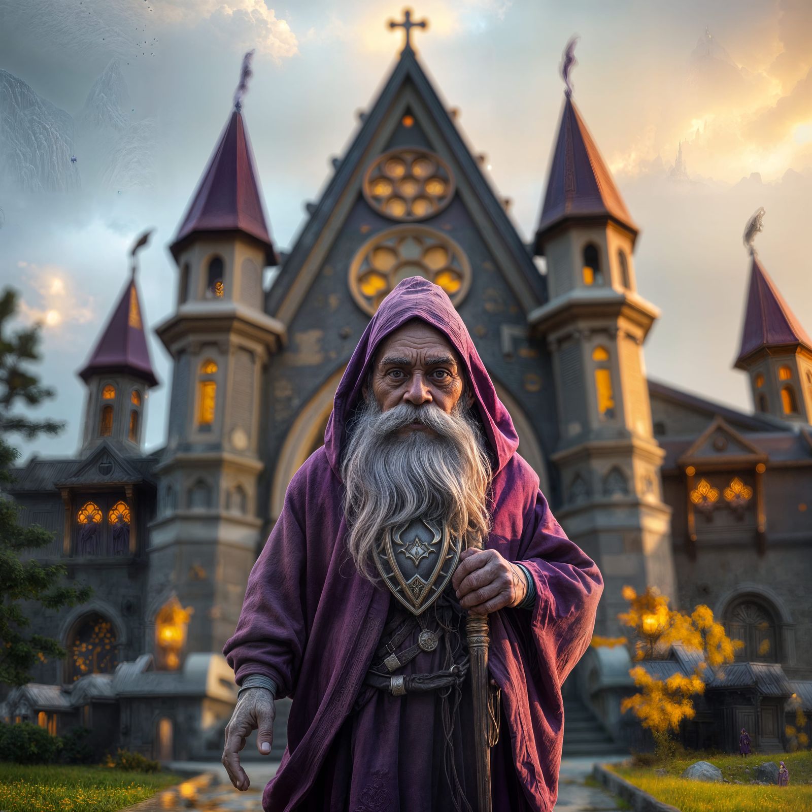 Gnome Monk at Monastery: Dark Fantasy Concept Art