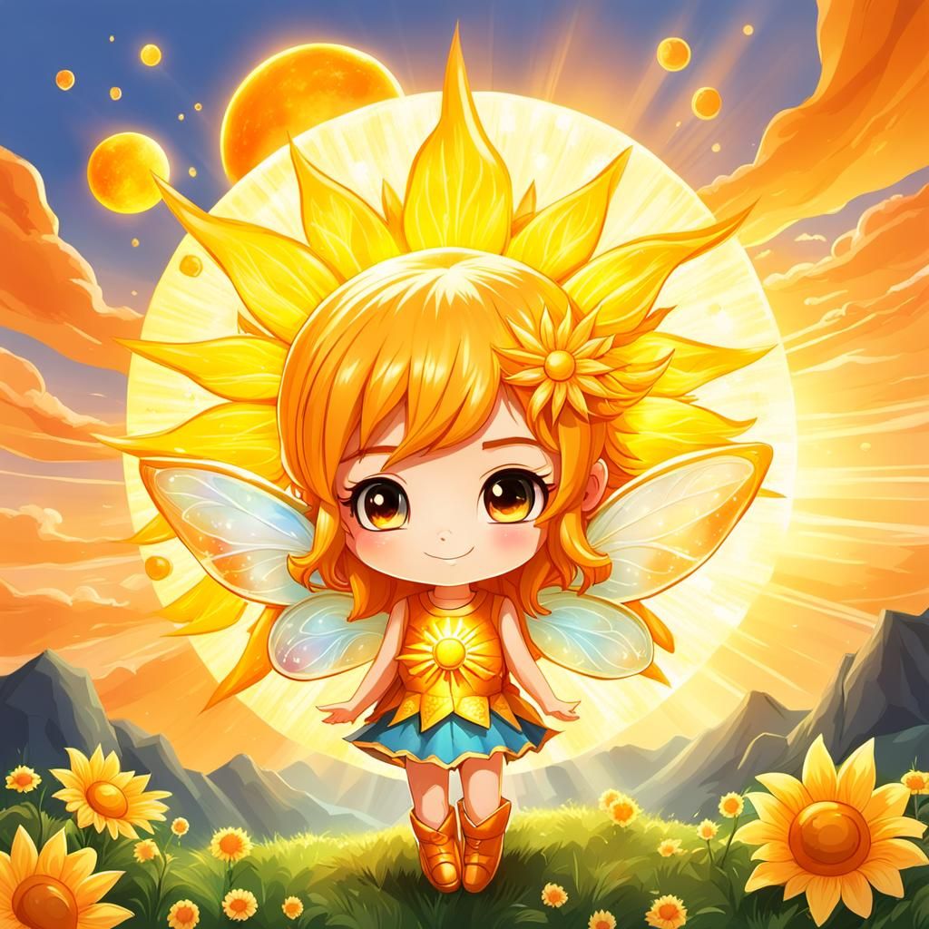 Chibi Sun Fairy with Glowing Sun