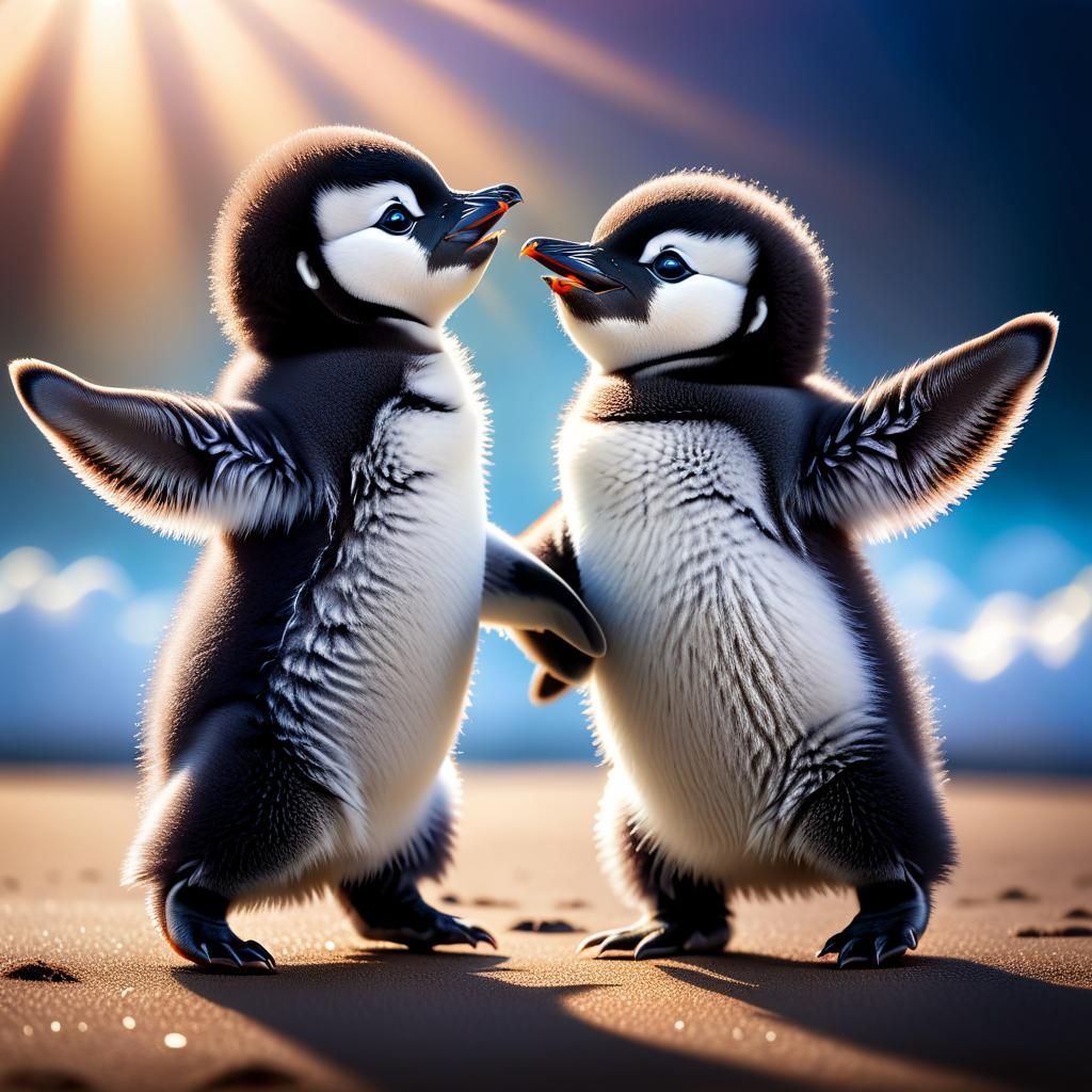 Dancing Baby Penguins in Formation