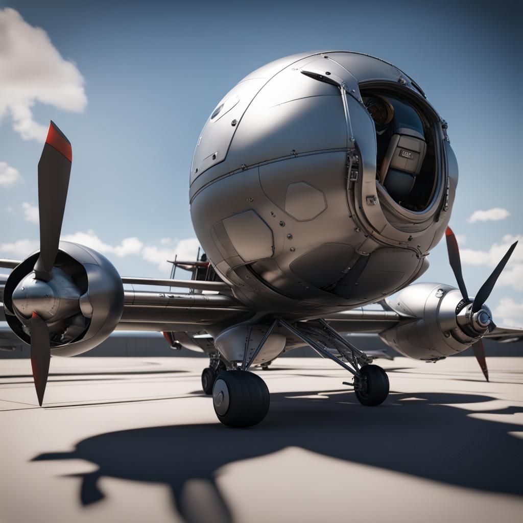 Detailed Spherical Aircraft with 3D Shading