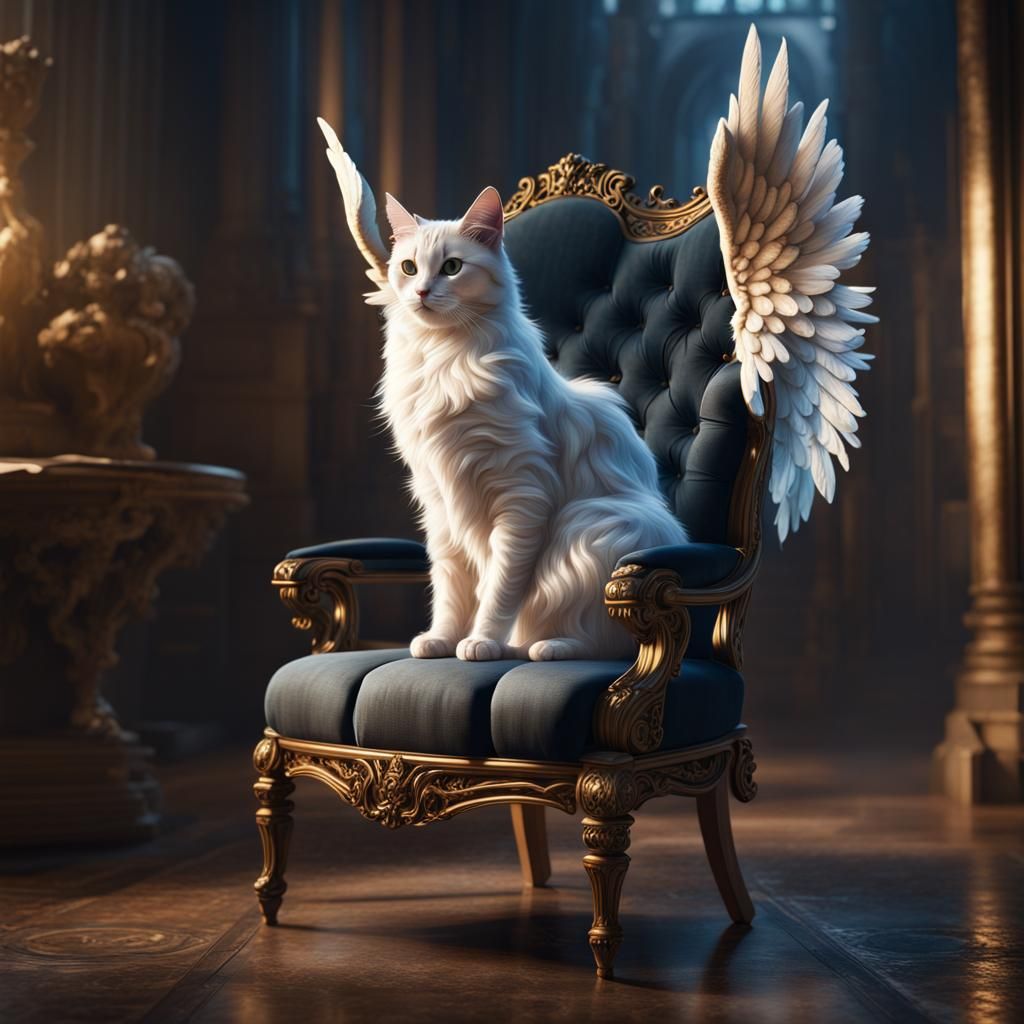 Angelic Cat Portrait: Detailed Fantasy Art
