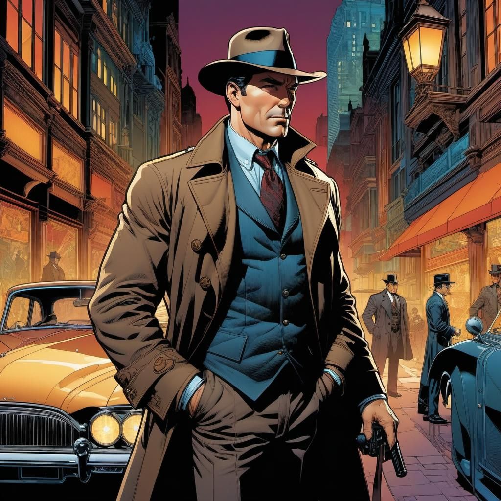 Detective in Graphic Novel Cel-Shaded Comic Style