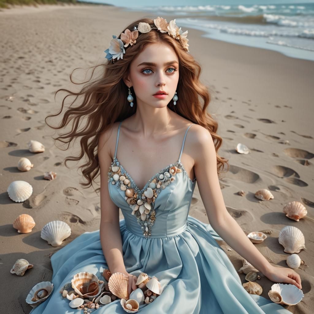 Summer Faire Beauty with Seashells, Digital Art
