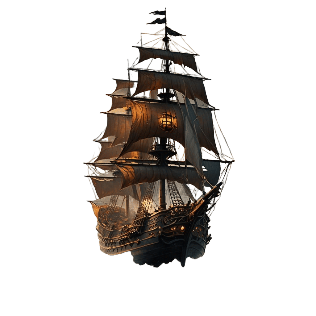 Pirate Ship Navigating Turbulent Seas: Detailed Matte Painti...