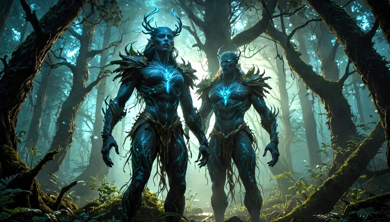 Bioluminescent God in Hyperdetailed Realism