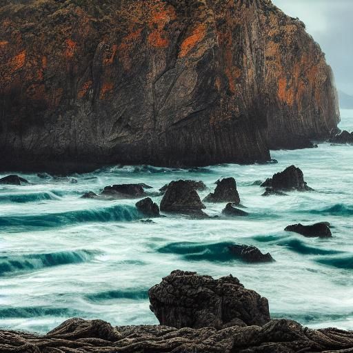 Serene Coastline with Turquoise Sea and White Rocks