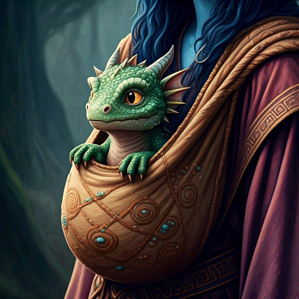 Whimsical Fantasy Scene with Green Kobold and Bard