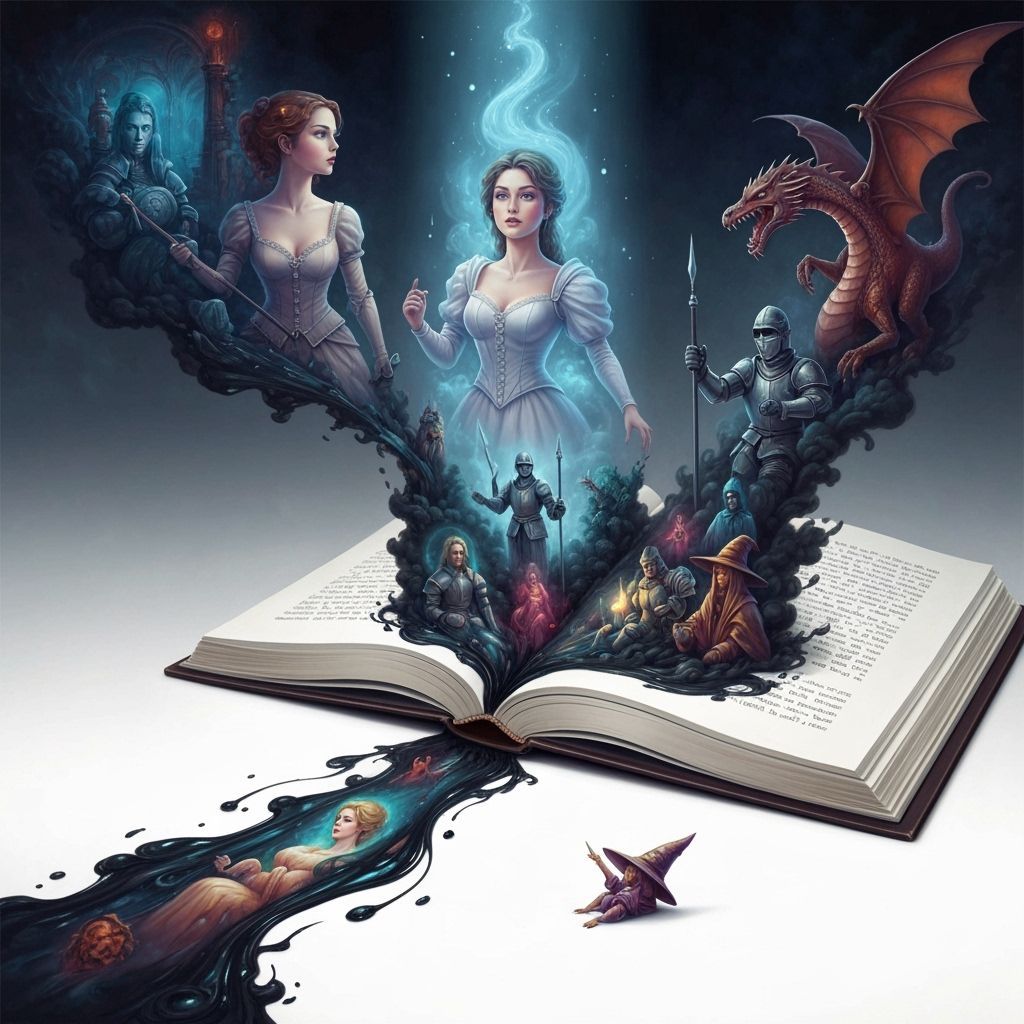Ink Flows From Book Into Fantastical Dreamscape