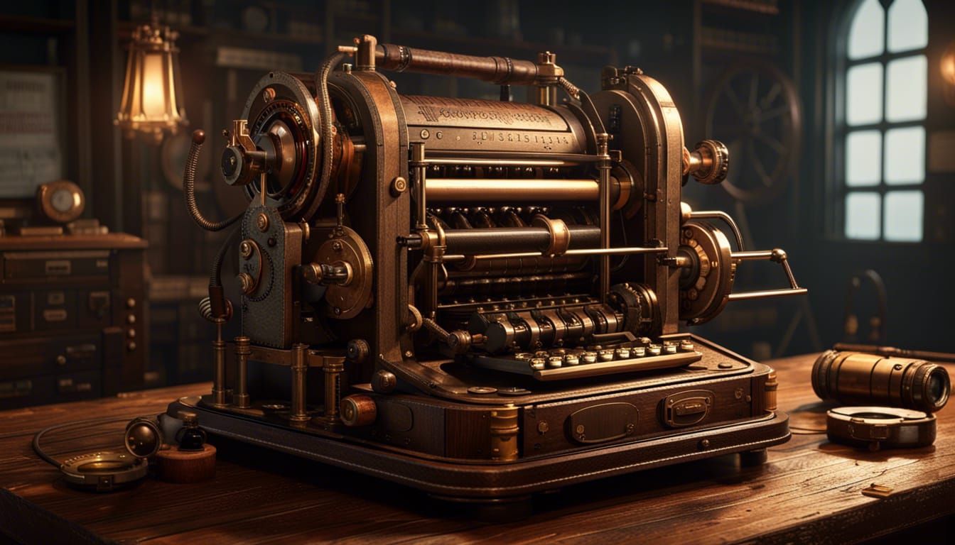 Steampunk Creed Teleprinter: 3D Cinematic Masterpiece