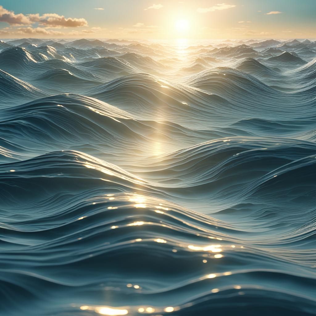 Golden Hour Ocean Reflection in Digital Matte Painting