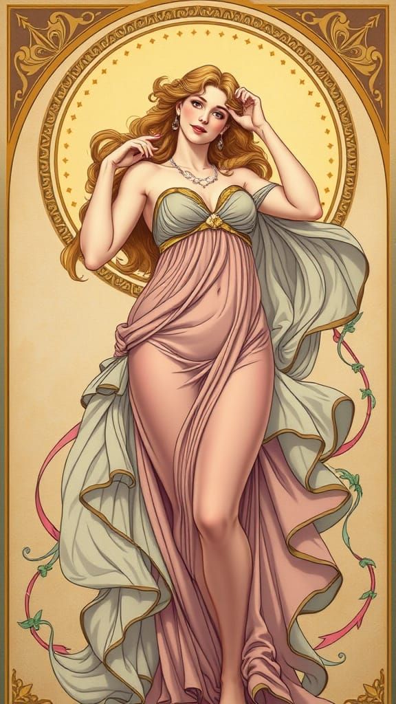 Venus in Art Nouveau Style, Pastel Colors