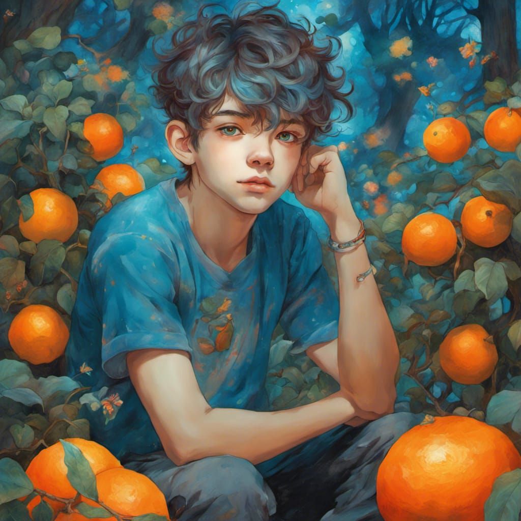 Retro Digital Portrait of a Boy in Manga Style