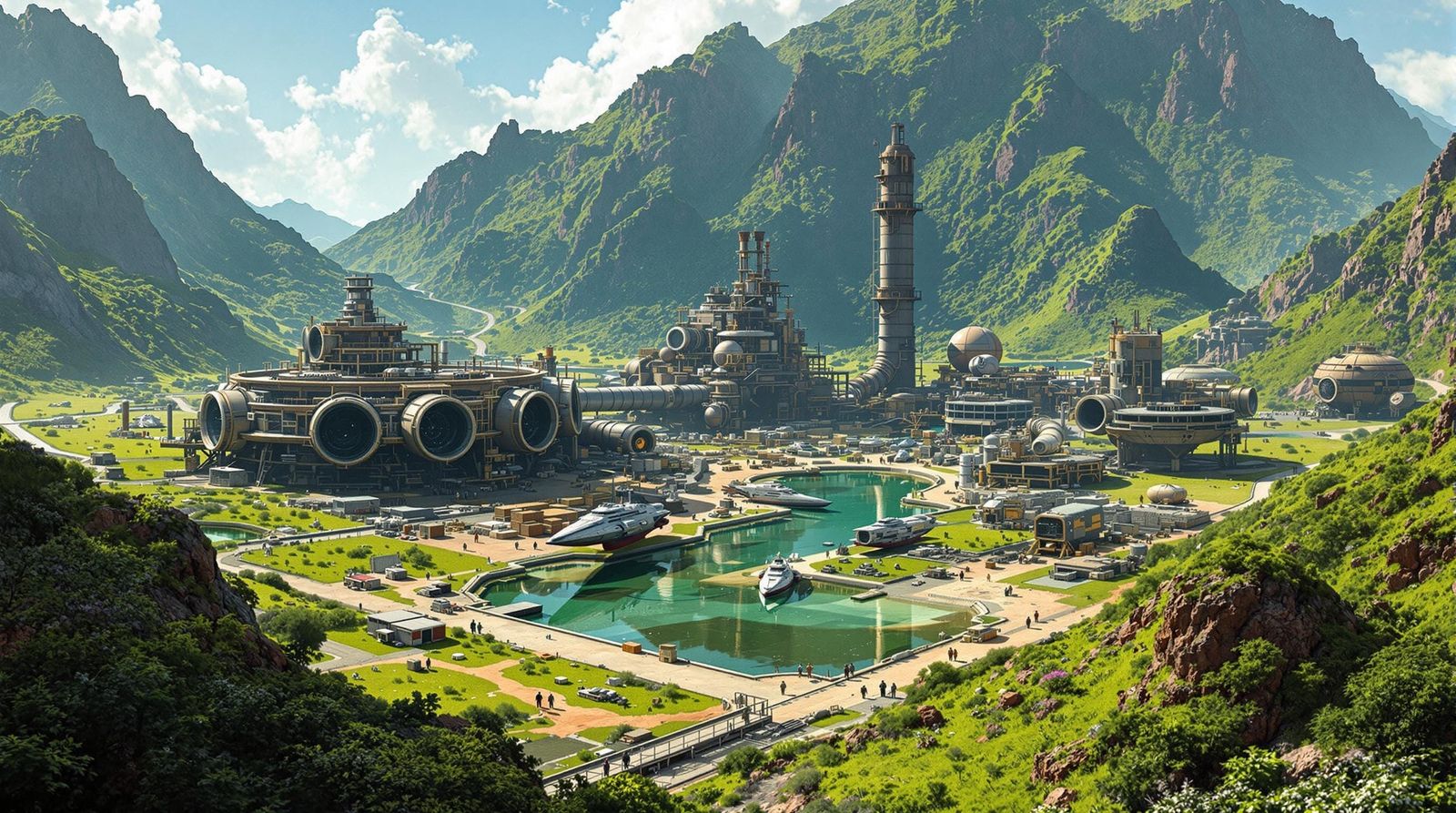 Futuristic Rebel Base on Emerald Planet