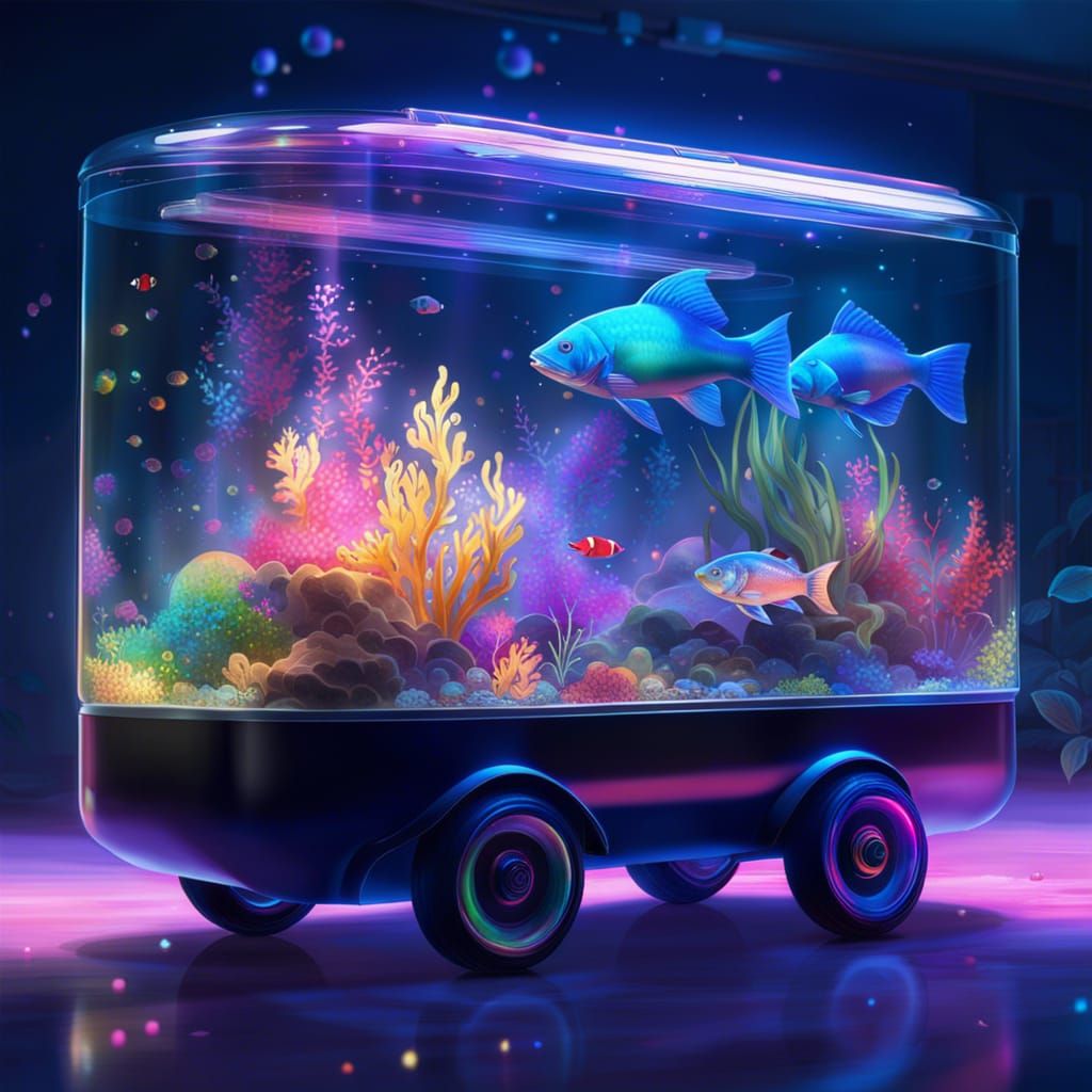 Rainbow Aquarium Car on Flower Field