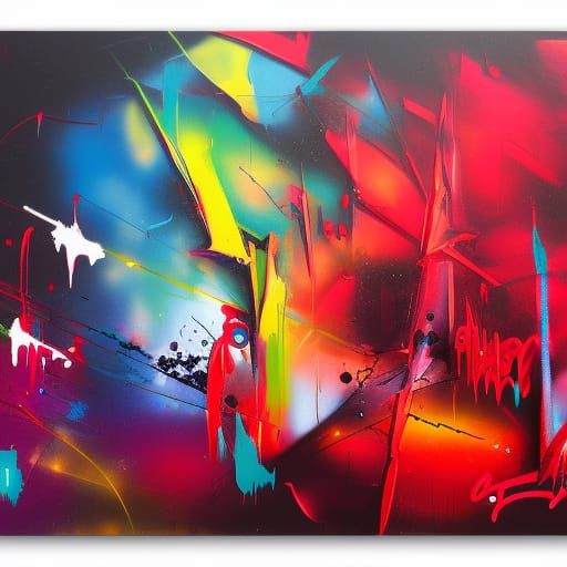 Vibrant Graffiti Art on Crimson Horizon