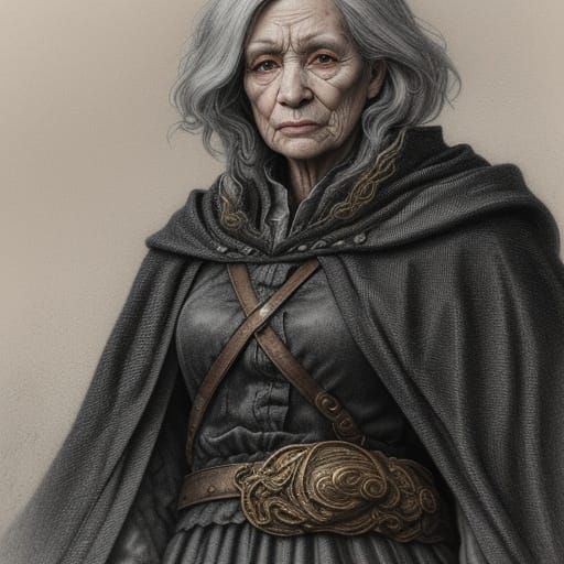 A Wrinkled Woman in Velvet, Lost in Misty Atmosphere