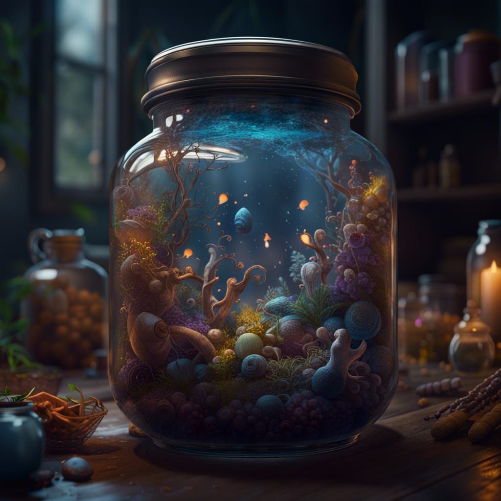 Fantastical Life in a Jar: Detailed Matte Painting