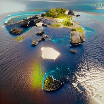 Geometric Island in Iridescent Lighting: 8K Resolution
