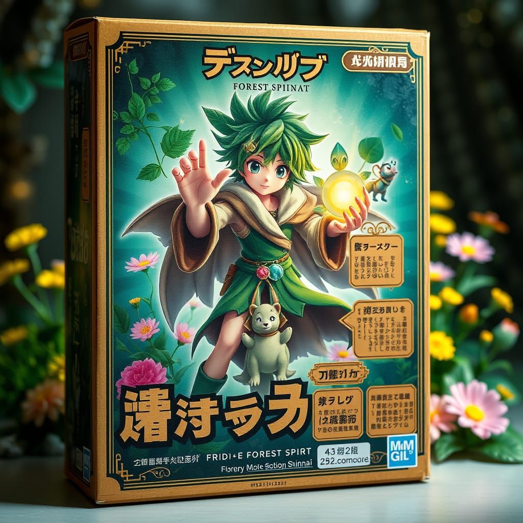 Heroic Forest Spirit in Vintage-Style Action Figure Box